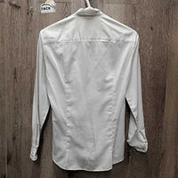 LS Show Shirt, Velcro Collar *gc/fair, older, threads, puckers