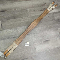 Padded Leather Girth, 2x els *gc/fair, older, dry, stiff, stains, v.stretched elastic
