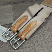 Padded Leather Girth, 2x els *gc/fair, older, dry, stiff, stains, v.stretched elastic
