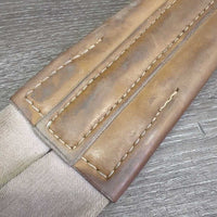 Padded Leather Girth, 2x els *gc/fair, older, dry, stiff, stains, v.stretched elastic
