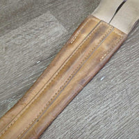 Padded Leather Girth, 2x els *gc/fair, older, dry, stiff, stains, v.stretched elastic
