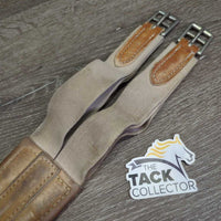Padded Leather Girth, 2x els *gc/fair, older, dry, stiff, stains, v.stretched elastic
