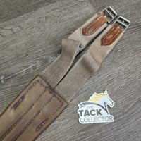 Padded Leather Girth, 2x els *gc/fair, older, dry, stiff, stains, v.stretched elastic
