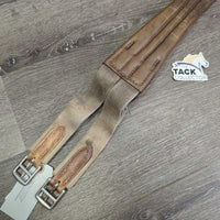 Padded Leather Girth, 2x els *gc/fair, older, dry, stiff, stains, v.stretched elastic
