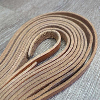 Thin Split Reins, 1 Conway Buckle *fair, clean, rubs, stains, Broken End, older

