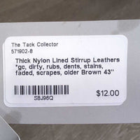 Thick Nylon Lined Stirrup Leathers *gc, dirty, rubs, dents, stains, faded, scrapes, older
