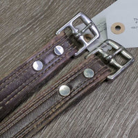 Thick Nylon Lined Stirrup Leathers *gc, clean, rubs, faded, older, fading, mnr undone stitch, stains
