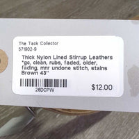 Thick Nylon Lined Stirrup Leathers *gc, clean, rubs, faded, older, fading, mnr undone stitch, stains
