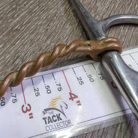 Single Twisted Copper Full Cheek Bit *fair, v.bent, chews, clean, residue, older
