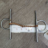 Single Twisted Copper Full Cheek Bit *fair, v.bent, chews, clean, residue, older
