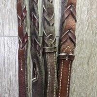 Raised Bridle, Rsd Braided Reins *fair, dry, v.stiff, v.dirty, dents, creases, crackles, film
