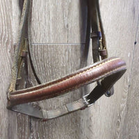 Raised Bridle, Rsd Braided Reins *fair, dry, v.stiff, v.dirty, dents, creases, crackles, film
