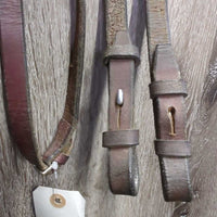 Raised Bridle, Braided Reins *fair/poor, dirty, v.dry, v.stiff, rivetted cheeks, stains, rubs
