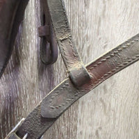 Raised Bridle, Braided Reins *fair/poor, dirty, v.dry, v.stiff, rivetted cheeks, stains, rubs
