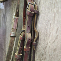 Raised Bridle, Braided Reins *fair/poor, dirty, v.dry, v.stiff, rivetted cheeks, stains, rubs
