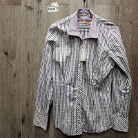 LS Show Shirt, snap collar, roll up Sleeves *vgc, seam puckers, crinkles
