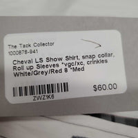 LS Show Shirt, snap collar, Roll up Sleeves *vgc/xc, crinkles
