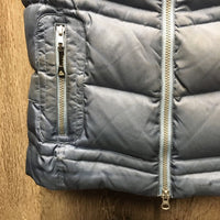 Puffy Vest, detach hood, faux fur *vgc, clean, older, mnr loose feathers, pocket stains, pilly edges & threads