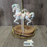 Ceramic Carousel Horse Lamp, Lamp Shade, Light bulb *v.loose base/wobbly, gc, vintage, WORKS
