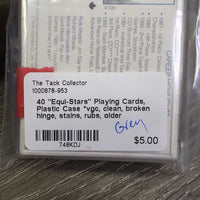 40 "Equi-Stars" Playing Cards, Plastic Case *vgc, clean, broken hinge, stains, rubs, older
