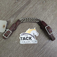 Narrow Thick Leather & Hvy Chain Western Curb - Chin Strap *vgc, clean, rubs, dents, crack, bent
