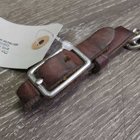 Narrow Thick Leather & Hvy Chain Western Curb - Chin Strap *vgc, clean, rubs, dents, crack, bent
