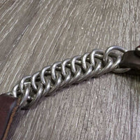 Narrow Thick Leather & Hvy Chain Western Curb - Chin Strap *vgc, clean, rubs, dents, crack, bent

