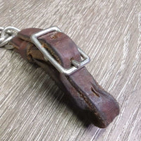 Narrow Thick Leather & Hvy Chain Western Curb - Chin Strap *vgc, clean, rubs, dents, crack, bent
