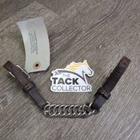 Narrow Thick Leather & Hvy Chain Western Curb - Chin Strap *vgc, clean, rubs, dents, crack, bent
