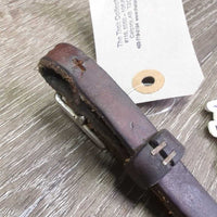 Narrow Thick Leather & Hvy Chain Western Curb - Chin Strap *vgc, clean, rubs, dents, crack, bent
