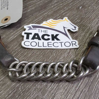 Narrow Thick Leather & Hvy Chain Western Curb - Chin Strap *vgc, clean, rubs, dents, crack, bent
