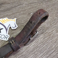 Narrow Thick Leather & Hvy Chain Western Curb - Chin Strap *vgc, clean, rubs, dents, crack, bent
