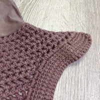 Crochet Ear Bonnet Fly Veil, charm *vgc, clean, faded/discolored inside, older
