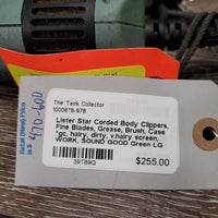 Corded Body Clippers, Fine Blades, Grease, Brush, Case *gc, hairy, dirty, v.hairy screen, WORK, SOUND GOOD
