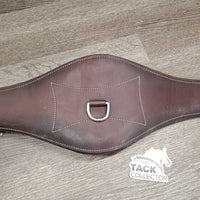 Sm Padded Soft Leather Belly Girth, 2x els, 3x D Ring *gc, clean, residue, hairy seams, stains, rubs, elastic rips
