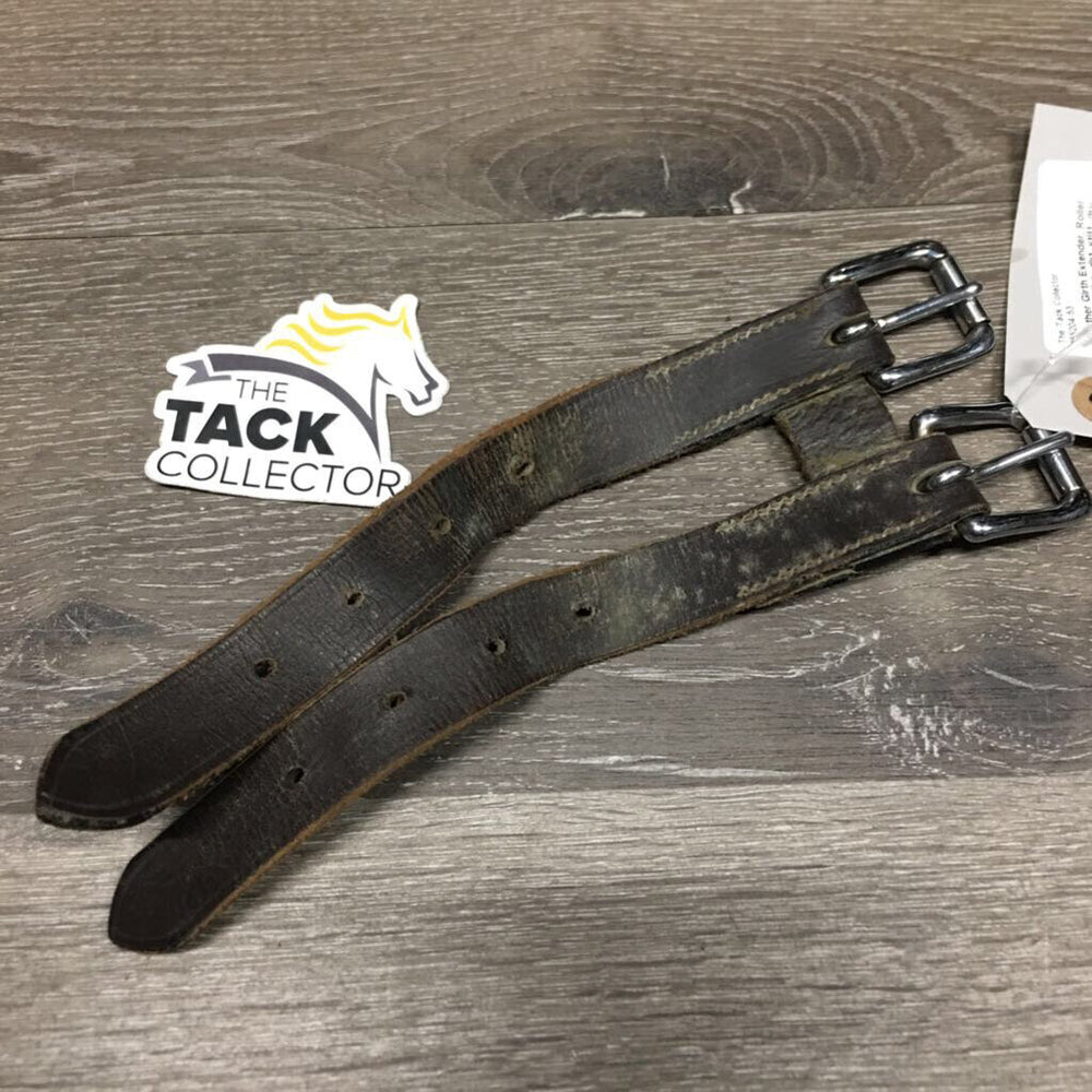Leather Girth Extender, Roller Buckle *gc/fair, dirt, stiff, dry, twist, scraped