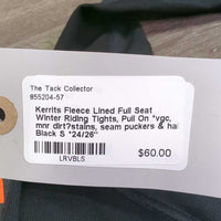 Fleece Lined Full Seat Winter Riding Tights, Pull On *vgc, mnr dirt?stains, seam puckers & hair
