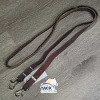 Soft Thick Roper - Barrel Braided Loop Reins, 2 snaps *gc, rubs, clean, older, film
