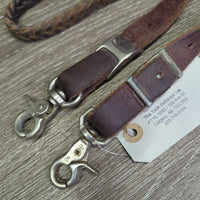 Soft Thick Roper - Barrel Braided Loop Reins, 2 snaps *gc, rubs, clean, older, film
