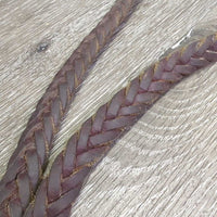 Soft Thick Roper - Barrel Braided Loop Reins, 2 snaps *gc, rubs, clean, older, film
