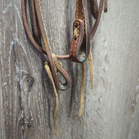One Ear Western Headstall, leather laces *vgc/fair, clean, mnr stains, v.cracked back
