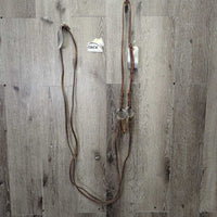 Fine Narrow Bradoon Hanger, Thin Copper Bradoon Bit, Thin Plain Reins *vgc, clean, mnr dirt, older, stains, scrapes, chews
