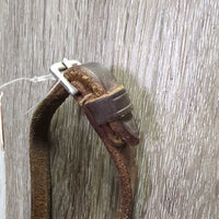 Fine Narrow Bradoon Hanger, Thin Copper Bradoon Bit, Thin Plain Reins *vgc, clean, mnr dirt, older, stains, scrapes, chews
