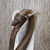 Fine Narrow Bradoon Hanger, Thin Copper Bradoon Bit, Thin Plain Reins *vgc, clean, mnr dirt, older, stains, scrapes, chews
