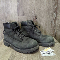 JUNIORS Short Suede Work Boots, Laces *gc, rubs, scuffs, dirty, stains
