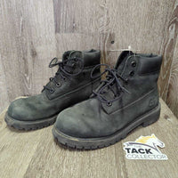 JUNIORS Short Suede Work Boots, Laces *gc, rubs, scuffs, dirty, stains
