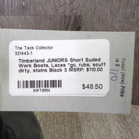 JUNIORS Short Suede Work Boots, Laces *gc, rubs, scuffs, dirty, stains
