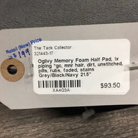 Memory Foam Half Pad, 1x piping *gc, mnr hair, dirt, unstitched, pills, rubs, faded, stains
