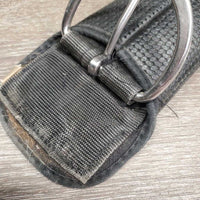 Thick Neoprene Cinch, 2x D Rings *gc, dirty, stains, residue, threads, folded/creased nylon web, older
