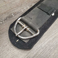 Nylon Web Cinch, Neoprene Velcro Liner, 2x D Rings *gc, hairy, clean & dirt/residue, edge dents, faded
